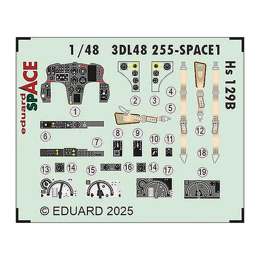 eduard 3dl48255 1 48 hs 129b space space for takom