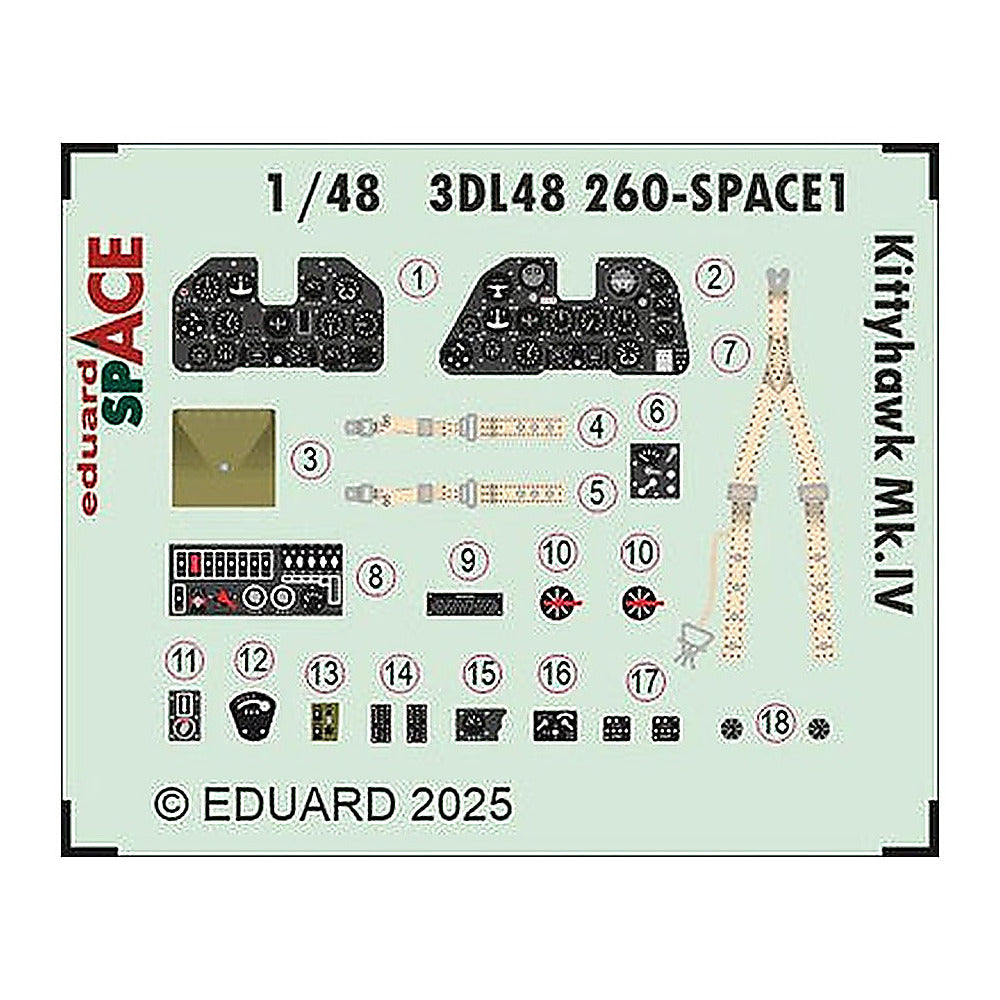 eduard 3dl48260 1 48 kittyhawk mk iv space space for eduard