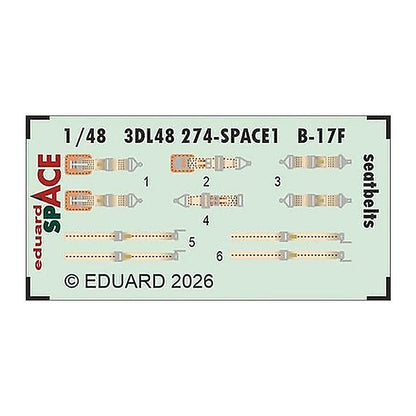 eduard 3dl48274 1 48 space set b 17f seatbelts space for revell