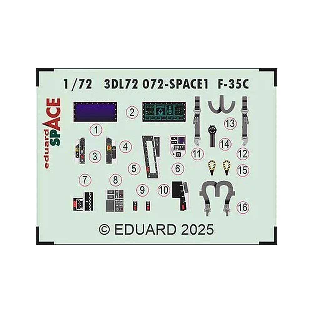 eduard 3dl72072 1 72 f 35c space 3d printed decals for tamiya