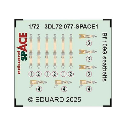 eduard 3dl72077 1 72 bf 109g seatbelts space space for