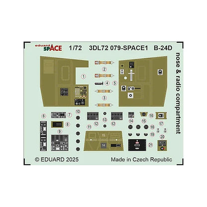 eduard 3dl72079 1 72 b 24d nose radio compartment space space for