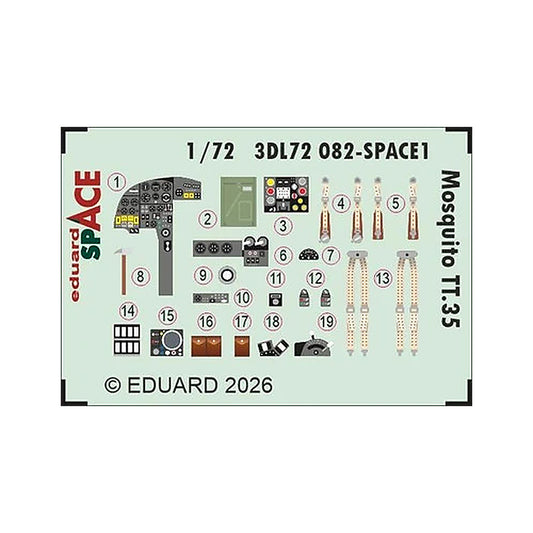 eduard 3dl72082 1 72 mosquito tt 35 space space for airfix