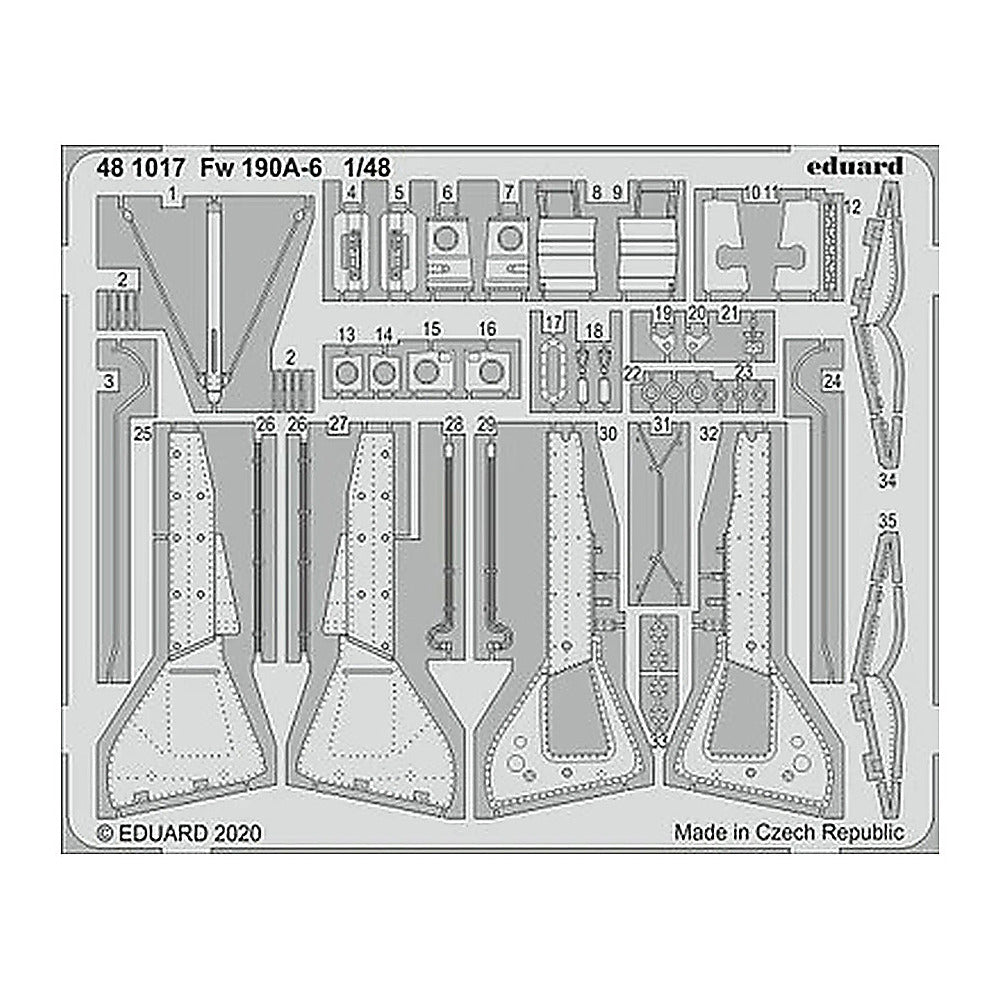 eduard 481017 1 48 fw 190a 6 photo etched set for eduard kit