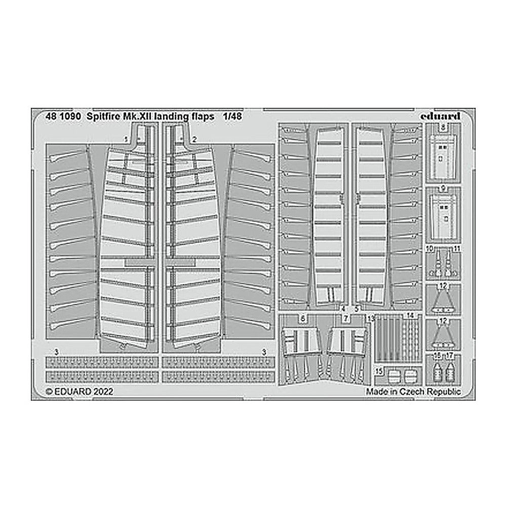 eduard 481090 1 48 spitfire mk xii landing flaps for airfix