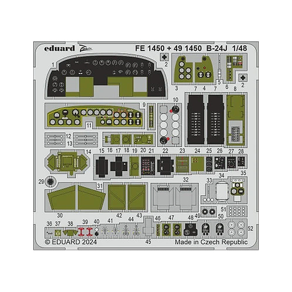 eduard 491450 1 48 b 24j cockpit engines photo etched set