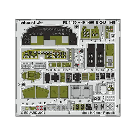 eduard 491450 1 48 b 24j cockpit engines photo etched set