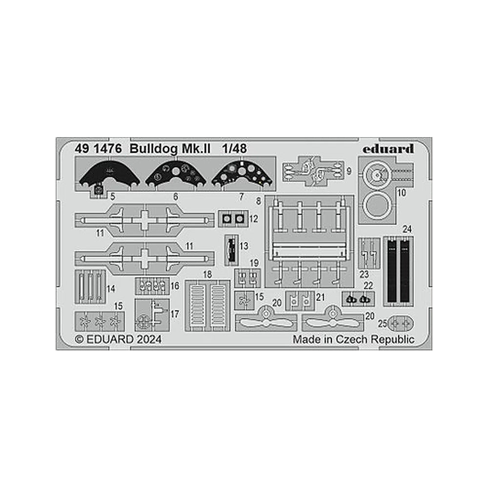 eduard 491476 1 48 bulldog mk ii photo etched set for airfix for