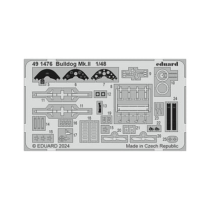 eduard 491476 1 48 bulldog mk ii photo etched set for airfix for