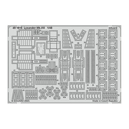 eduard 491515 1 48 lysander mk i iii photo etched set for airfix kit