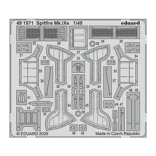 eduard 491571 1 48 spitfire mk ixe photo etched set for airfix