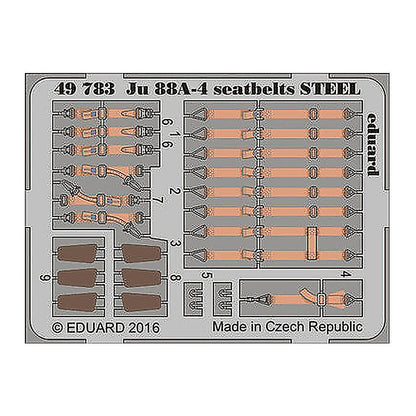 eduard 49783 1 48 seatbelts ju88a 4 steel for icm pre painted