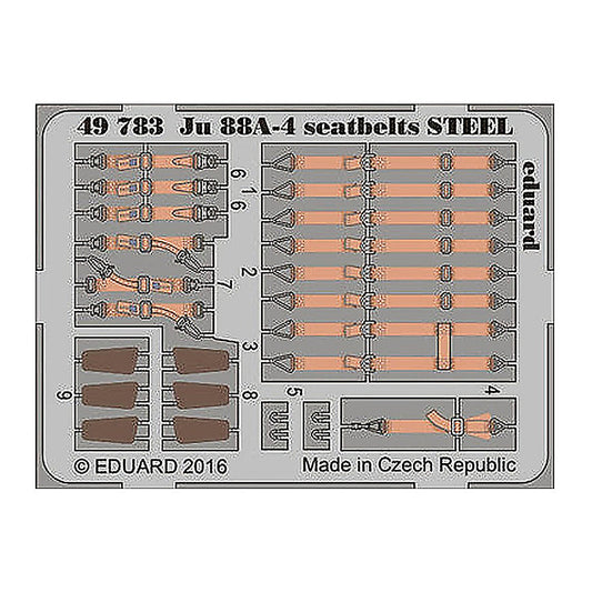 eduard 49783 1 48 seatbelts ju88a 4 steel for icm pre painted