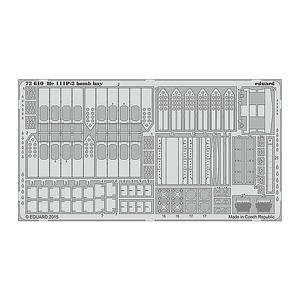 eduard 72610 1 72 he 111p 2 bomb bay photo etched set for airfix