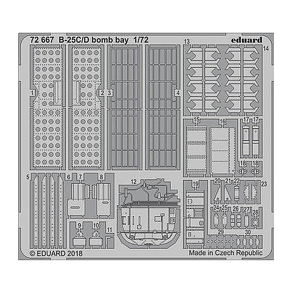 eduard 72667 1 72 b 25c d bomb bay photo etched set for airfix
