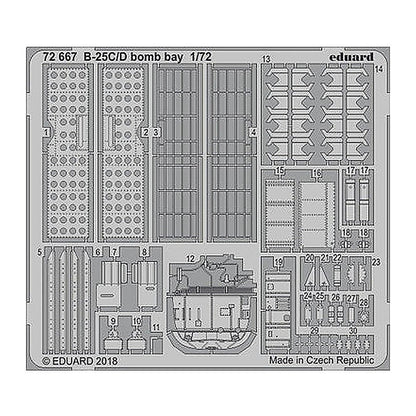 eduard 72667 1 72 b 25c d bomb bay photo etched set for airfix