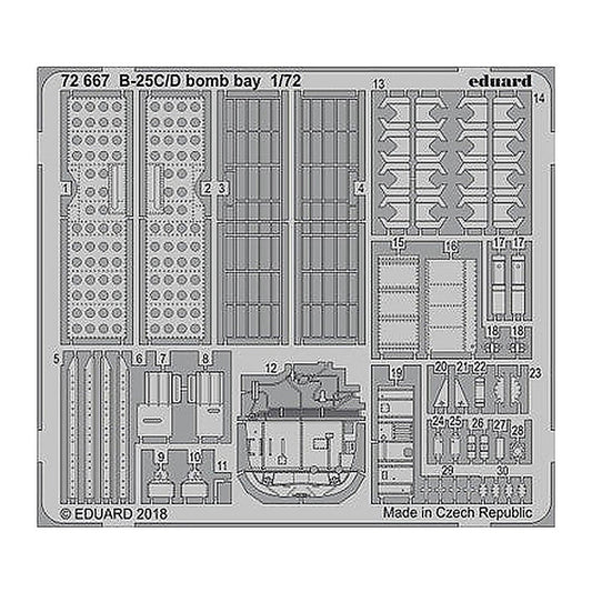 eduard 72667 1 72 b 25c d bomb bay photo etched set for airfix