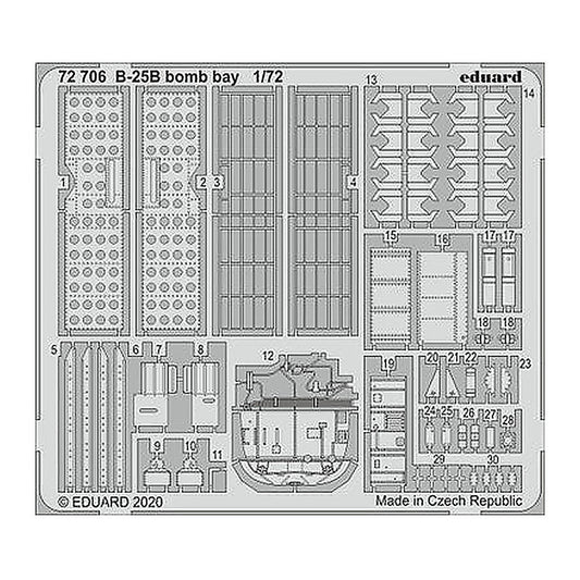eduard 72706 1 72 b 25b bomb bay photo etched set for airfix