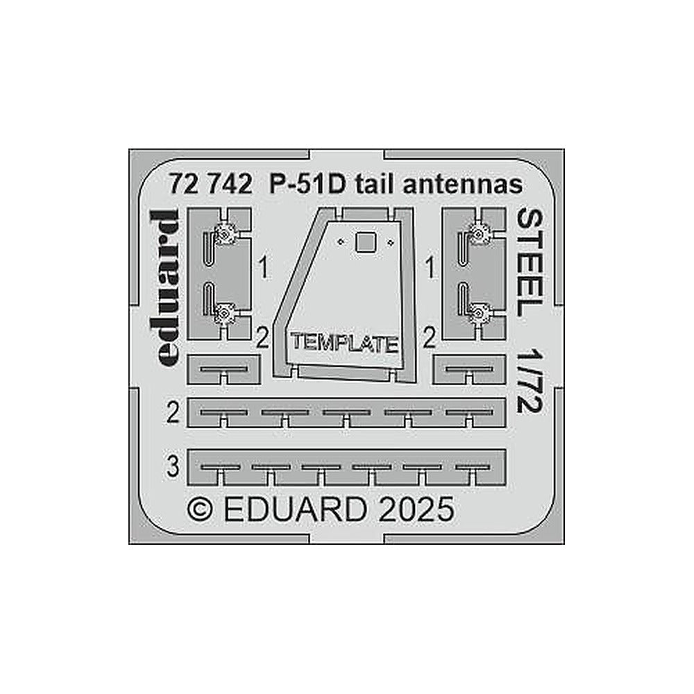 eduard 72742 1 72 p 51d tail antennas steel photo etched set for kit