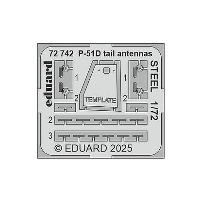eduard 72742 1 72 p 51d tail antennas steel photo etched set for kit
