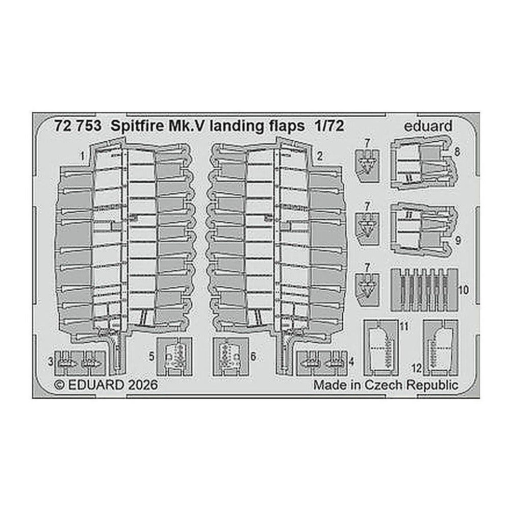 eduard 72753 1 72 photo etch spitfire mk v landing flaps for eduard