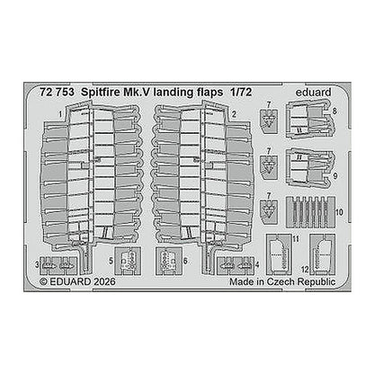 eduard 72753 1 72 photo etch spitfire mk v landing flaps for eduard