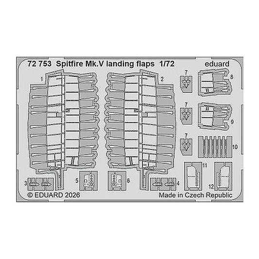 eduard 72753 1 72 photo etch spitfire mk v landing flaps for eduard