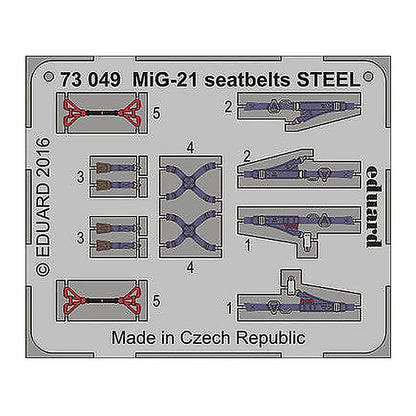 eduard 73049 1 72 seatbelts mig21 steel pre painted