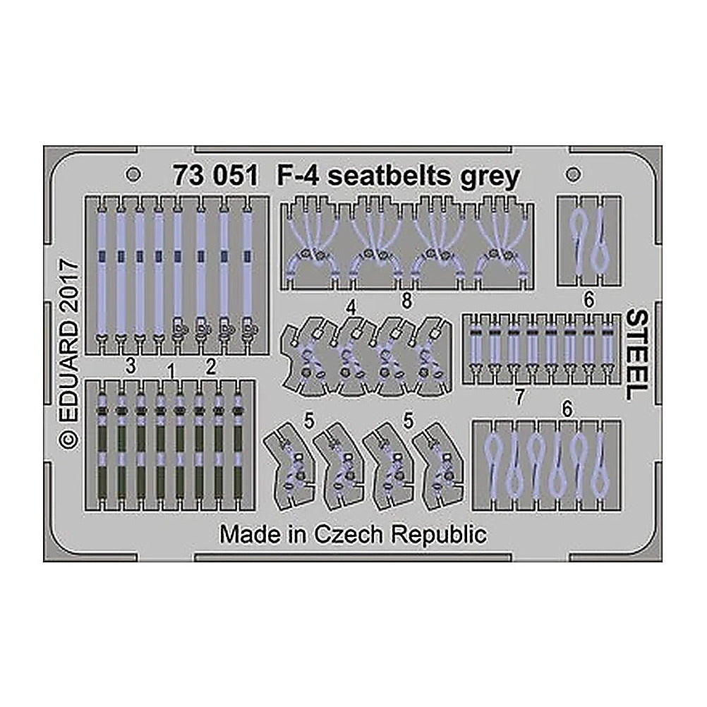 eduard 73051 1 72 seatbelts f 4 grey steel pre painted