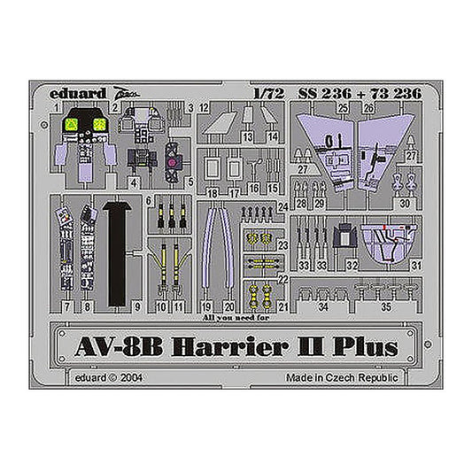eduard 73236 1 72 harrier ii plus for hsg pre painted