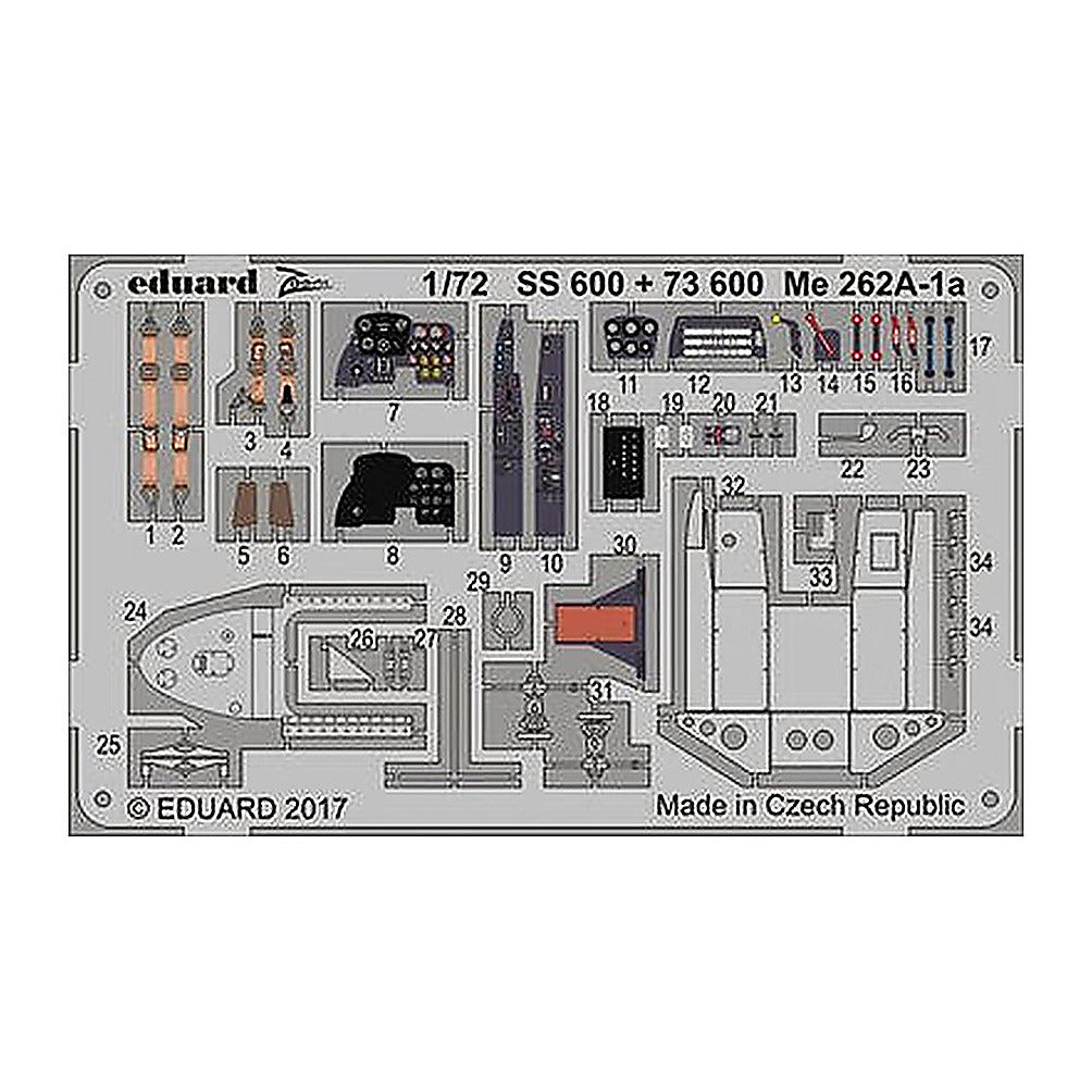 eduard 73600 1 72 me 262a 1a photo etched set for airfix