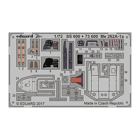 eduard 73600 1 72 me 262a 1a photo etched set for airfix