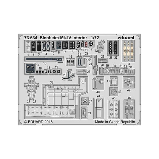 eduard 73634 1 72 blenheim mk iv interior for air pre painted