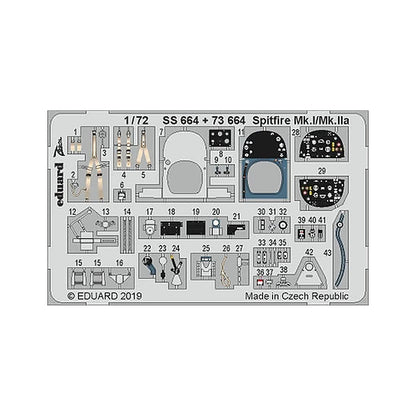 eduard 73664 1 72 spitfire mk i mk iia photo etched set for airfix