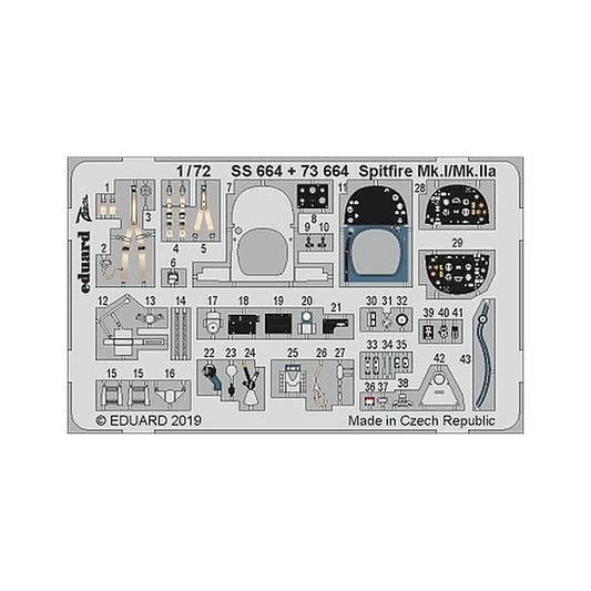 eduard 73664 1 72 spitfire mk i mk iia photo etched set for airfix