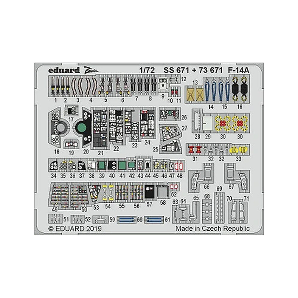 eduard 73671 1 72 f 14a interior for hobby boss pre painted