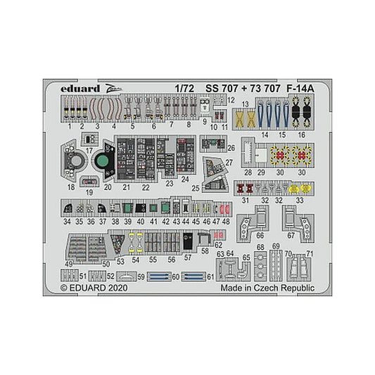 eduard 73707 1 72 f 14a photo etched set for academy