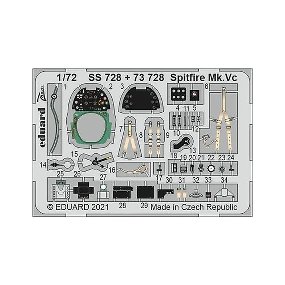 eduard 73728 1 72 spitfire mk vc photo etched set for airfix