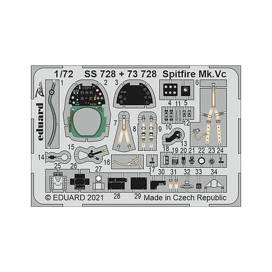 eduard 73728 1 72 spitfire mk vc photo etched set for airfix