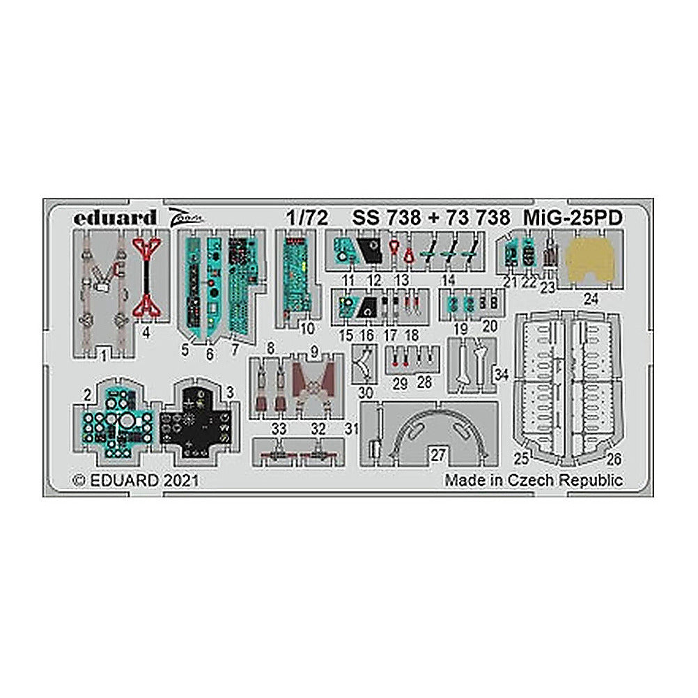 eduard 73738 1 72 for icm pre painted photo etch detail set