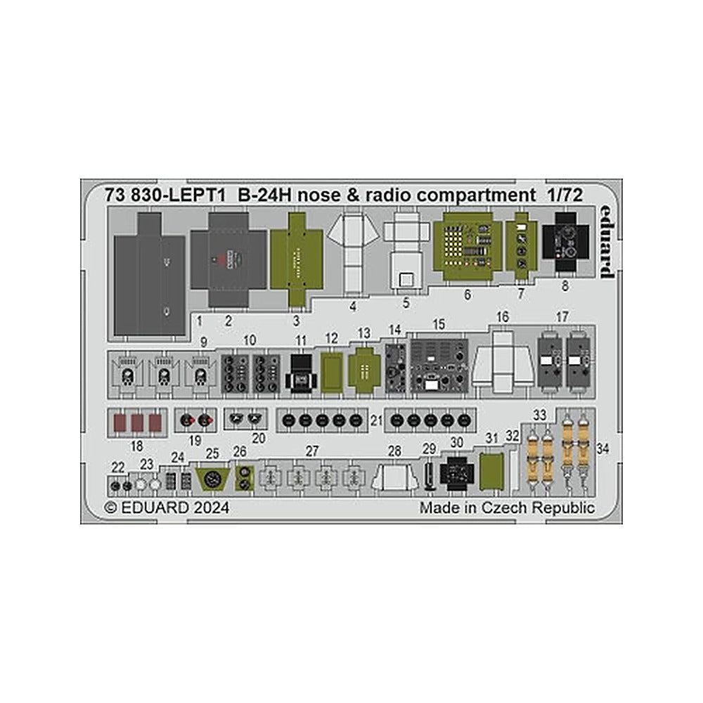 eduard 73830 1 72 b 24h nose radio compartment photo etch for airfix
