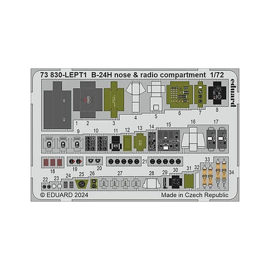 eduard 73830 1 72 b 24h nose radio compartment photo etch for airfix