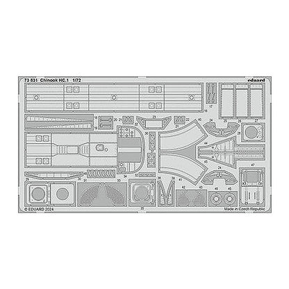 eduard 73831 1 72 chinook hc 1 photo etch set for airfix