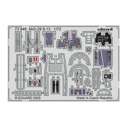 eduard 73846 1 72 mig 29 9 13 photo etched set for great wall hobby