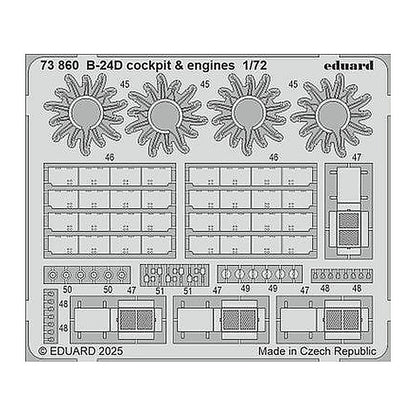 eduard 73860 1 72 b 24d cockpit engines photo etched set for airfix