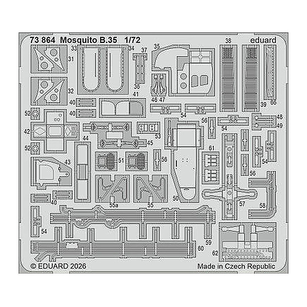 eduard 73864 1 72 mosquito b 35 photo etched set for airfix