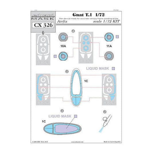 eduard cx326 1 72 mask gnat t 1 for airfix canopy mask set