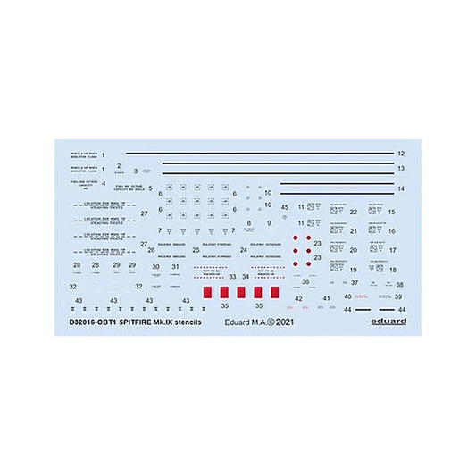 eduard d32016 1 32 decal spitfire mk ix stencils for tamiya revell