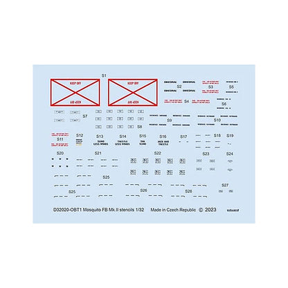 eduard d32020 1 32 decal mosquito fb mk ii stencils for tamiya