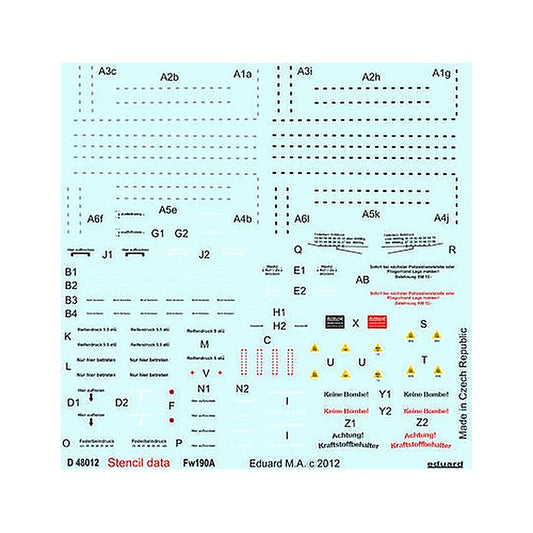 eduard d48012 1 48 decal fw 190a stencils